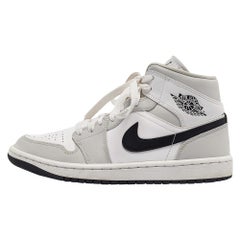 Air Jordans Grey Leather Air Jordan 1 High Top Sneakers Size 39
