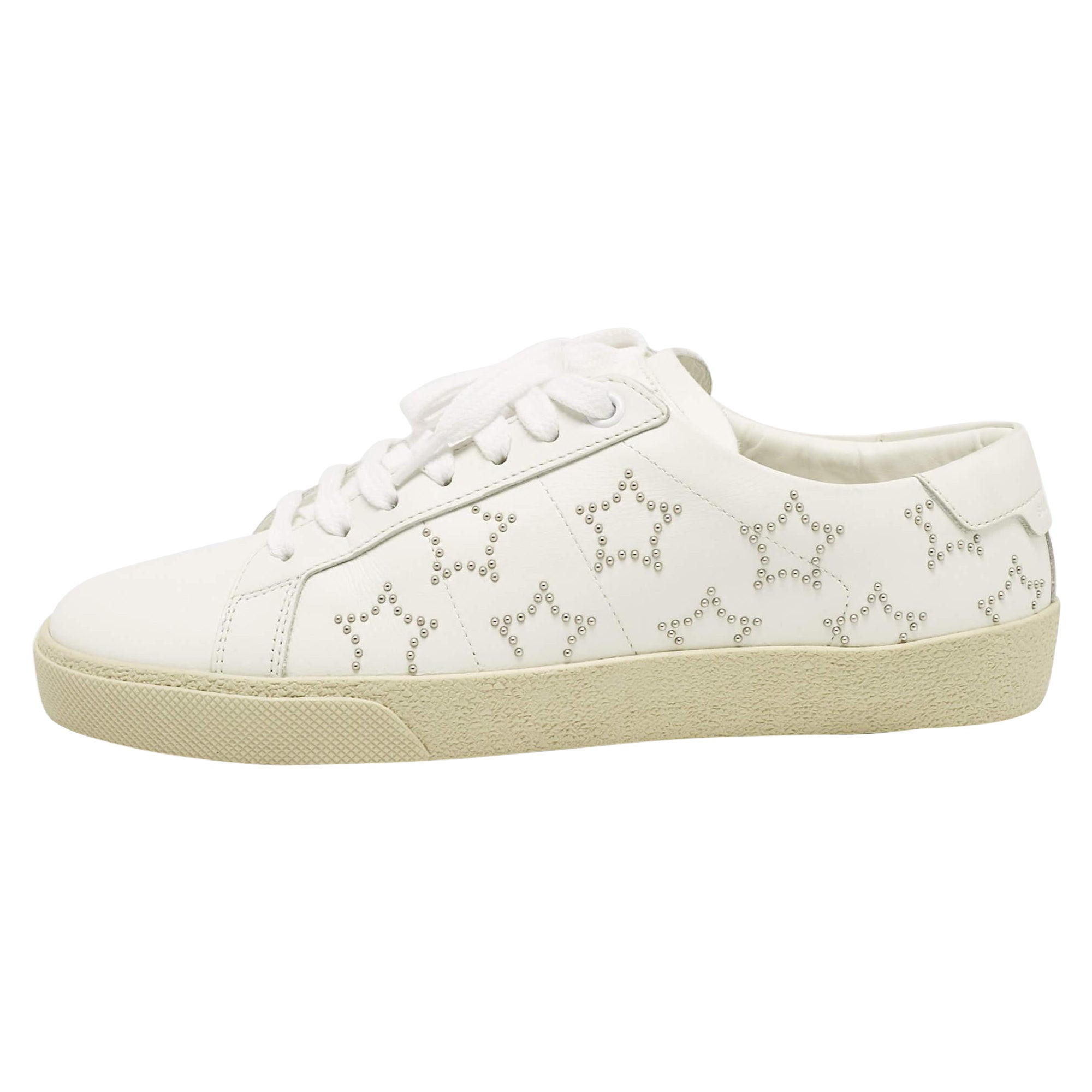 Saint Laurent Zapatillas bajas Court Classic Star de piel blanca Talla 37.5