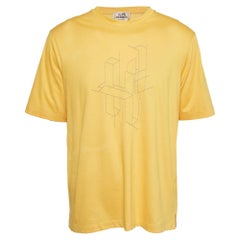 Maglietta girocollo in jersey ricamata H.L.A. di Hermes giallo 3D H.