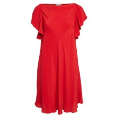 RED Valentino Red Crepe Ruffled Sleeve Mini Dress S