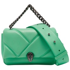 Bvlgari Mini bolso cruzado de cabujones Serpenti de piel acolchada verde