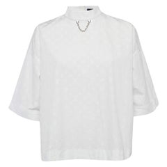 Louis Vuitton Weißes Monogramm Fil coupé Baumwolle Lose Passform Bluse S