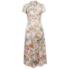 RED Valentino Pink Floral Silk Buttoned Midi Dress L