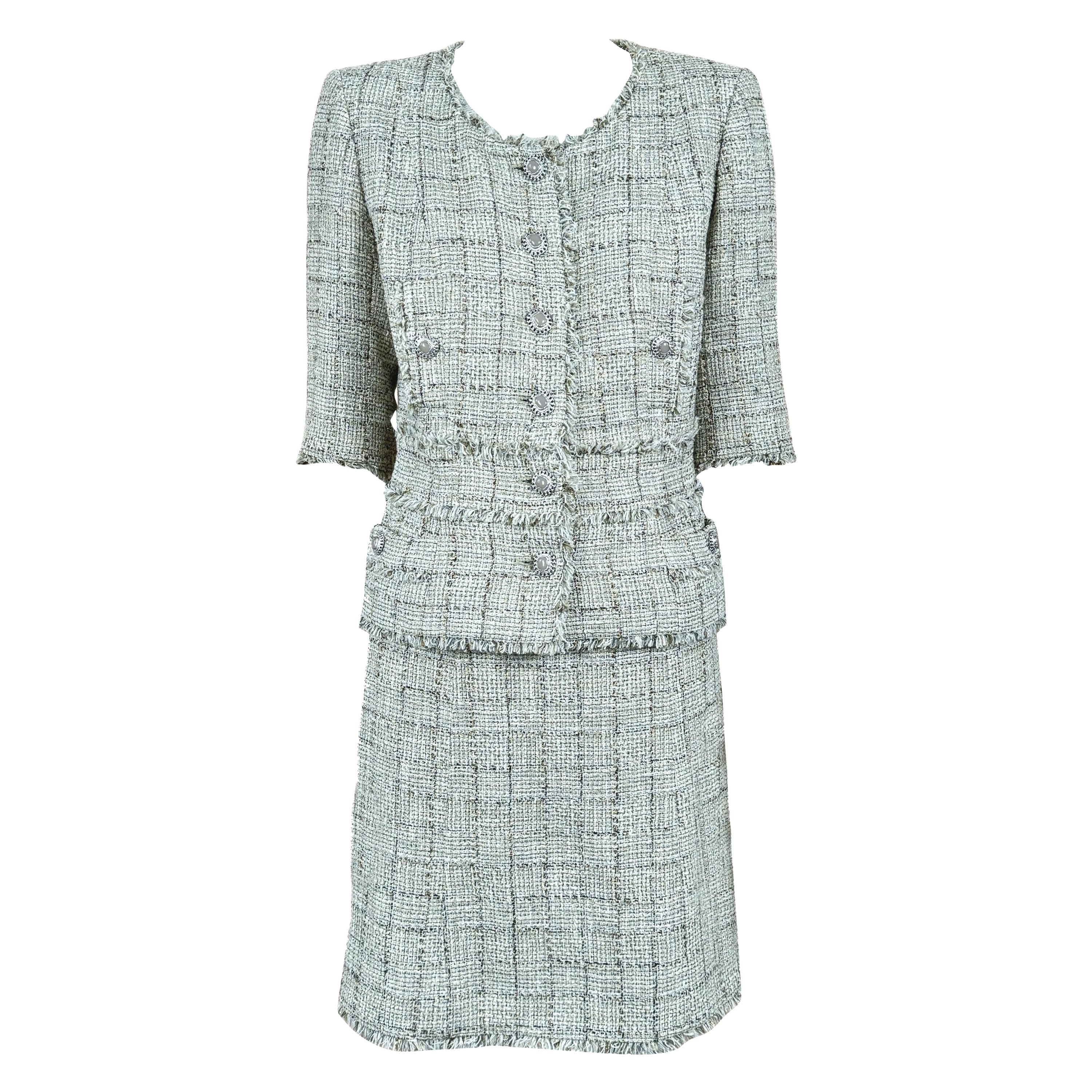 Chanel Gisele Bundchen Stile Nuovo Beige Tweed Ensemble 38 FR in vendita