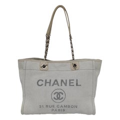 Chanel Deauville Tote Small Light Blue Denim Top Handle