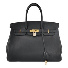 Hermes Birkin 35 Black Togo calfskin leather gold hardware 2004