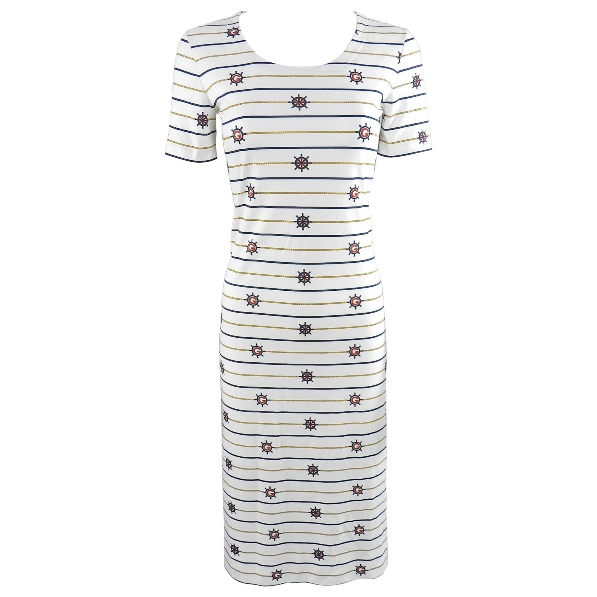 Vintage 1970's Gucci Nautical Theme White Dress