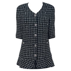 Chanel CC Gripoix Buttons Black Plaid Tweed Jacket 38 FR