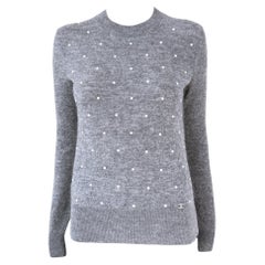 Chanel New Pearl Embellished Grey Jumper 34 FR
