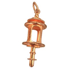 Vintage Hermes Plated Pink Gold LANTERNE Charm Pendentif Amulette Breloque
