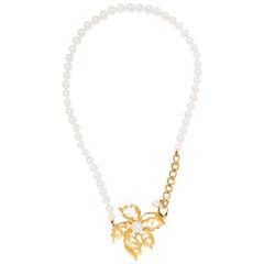 Dolce & Gabbana NEW & SOLD OUT Pearl Gold Flower Charm Chain Necklace