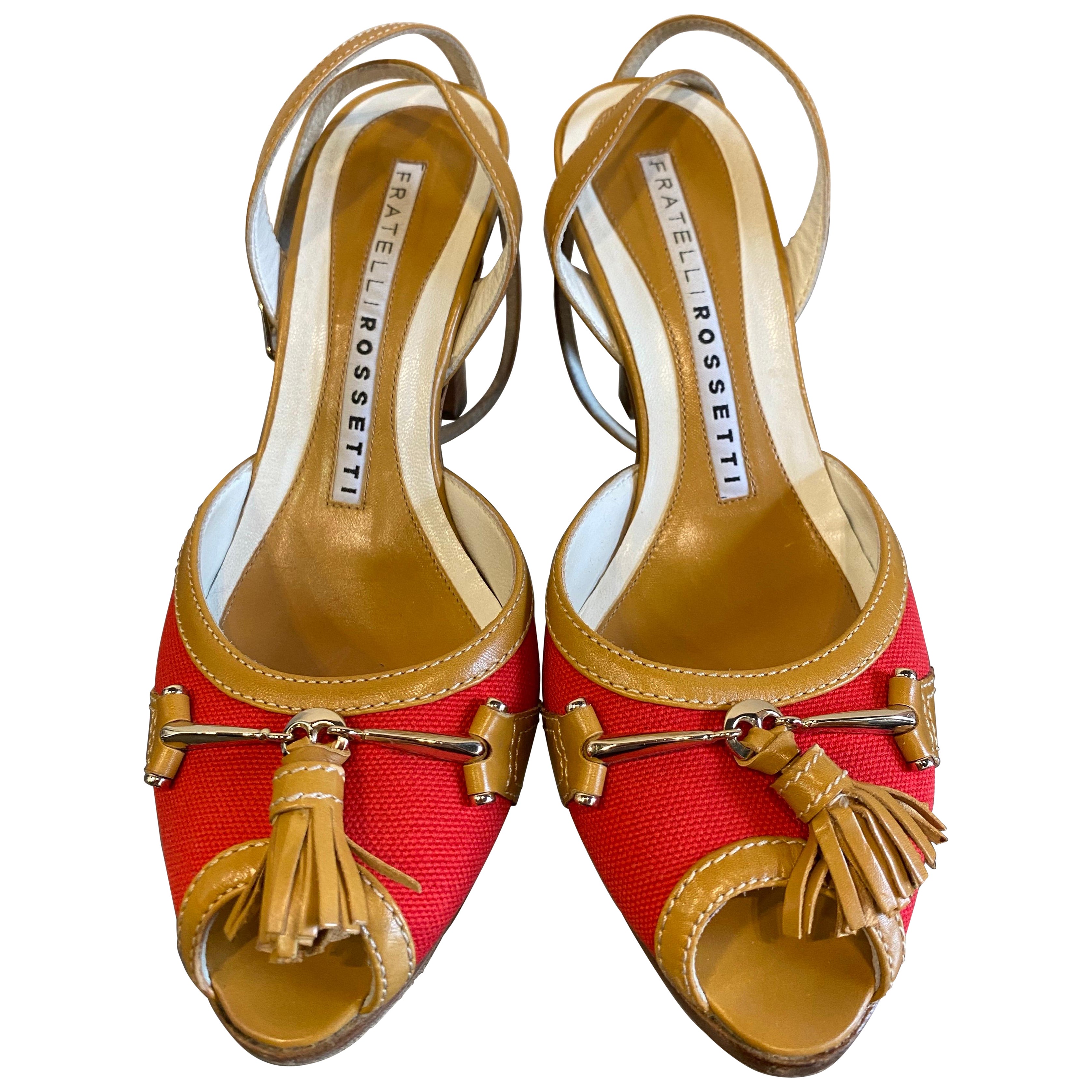 Fratelli Rossetti red and ochre sandals For Sale