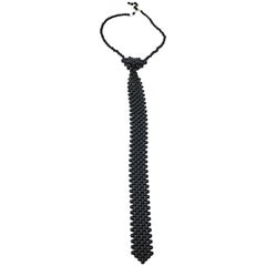 50s Black Round Bead Necktie Necklace