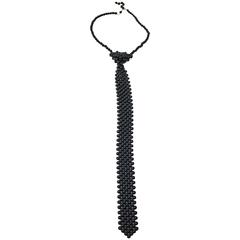 50s Black Round Bead Necktie Necklace 8