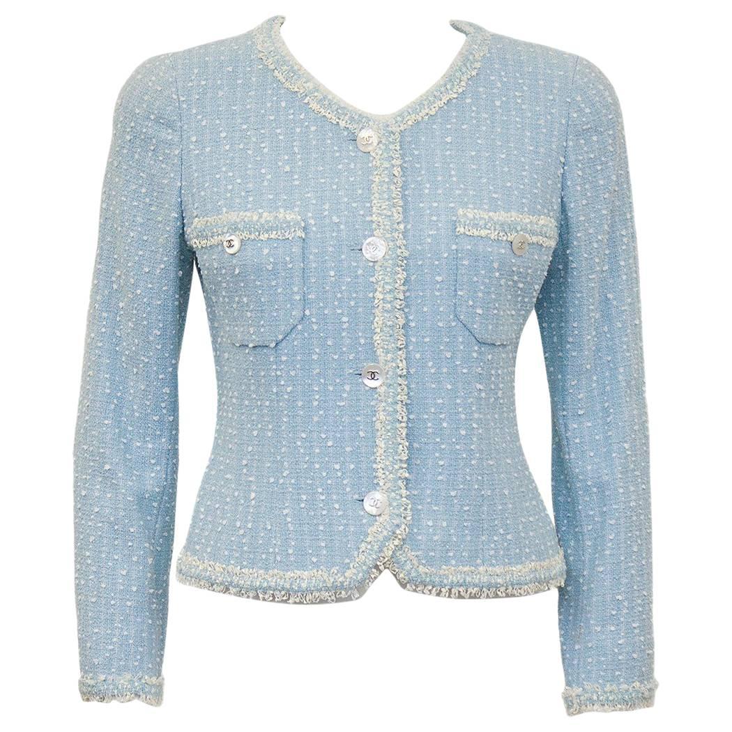 Spring 1997 Chanel Baby Blue Boucle Jacket 