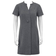 1960s Christian Dior New York Grey Wool Dress 