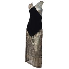 20s Art Deco Sterling Silver Assuit and Silk Velvet Dress