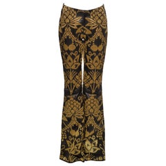 Gucci by Tom Ford Unisex Black and Gold Brocade Leather Trousers, SS 2000