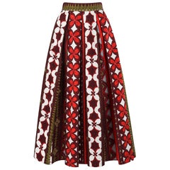 VALENTINO "Bambolina" Maxifalda plisada con estampado de mosaico floral multicolor