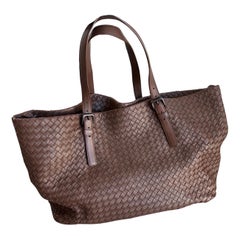 Bottega Veneta Cesta Shopper Tote Intrecciato Milk Chocolate Brown Leather Large