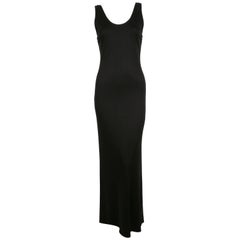 1986 YVES SAINT LAURENT black jersey dress with train