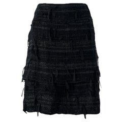 Chanel Exquisite Black Ribbon Tweed Skirt 46 FR