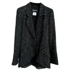 Chanel 11K$ Sarah Jessica Parker Stil Schwarze Tweed-Jacke 40 FR