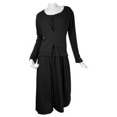 COMME DES GARÇONS fw2014 BLACK WOOL KNITTED TROMPE-L'ŒIL VEST MAXI DRESS