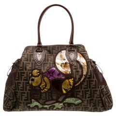 Shockingly New Karl Lagerfeld For Fendi 2007 Oversized Zucca Python Du Jour Bag