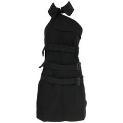 Vintage 90s Jean Paul Gaultier black cotton halter mini dress/top with straps