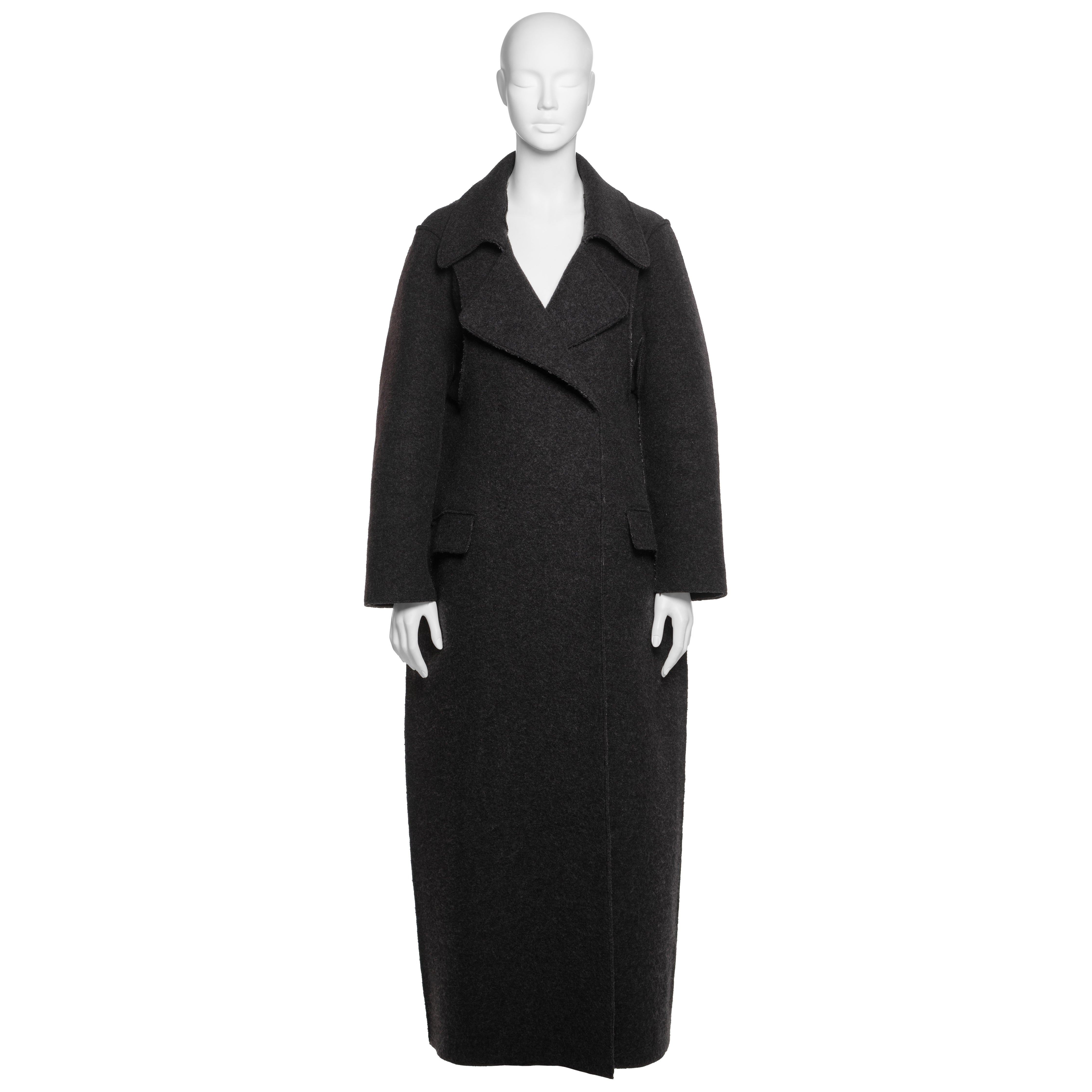 Maxiabrigo "Plano" de lana gris marengo Margiela, FW 1998