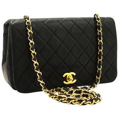 CHANEL Chain Shoulder Bag Crossbody Black Quilted Flap Lambskin 