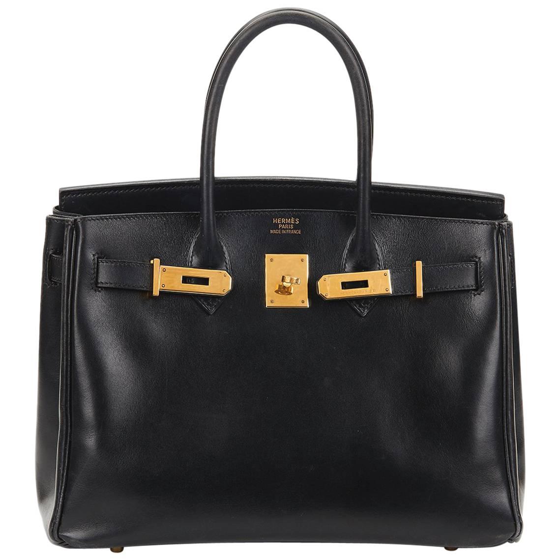 2001 Hermes Black Box Calf Leather Birkin 30cm