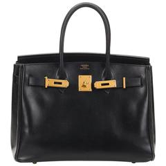 2001 Hermes Black Box Calf Leather Birkin 30cm