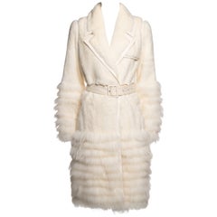 Antique Christian Dior by John Galliano Ivory Mink and Raccoon Fur Coat, FW 2007