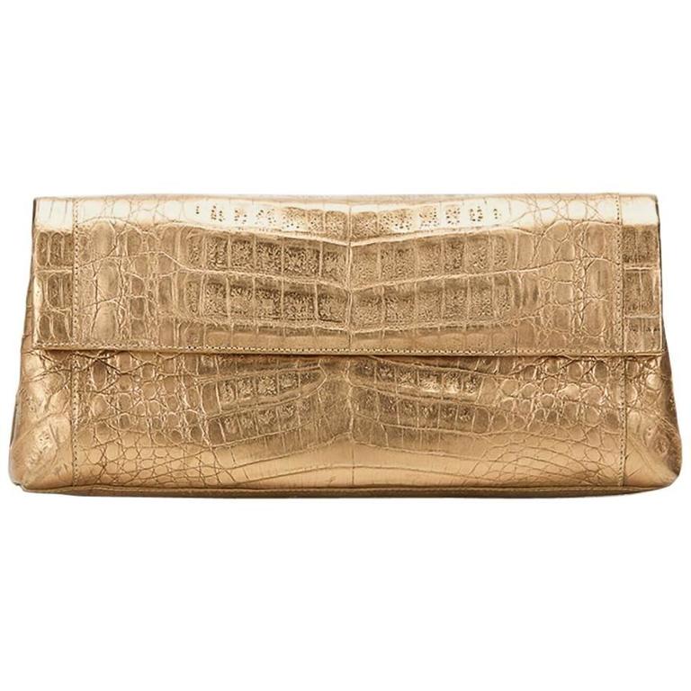 Nancy Gonzalez Alligator Breifcase Handbag At 1stdibs 2000 Nancy Gonzalez Gold Crocodile Leather Clutch