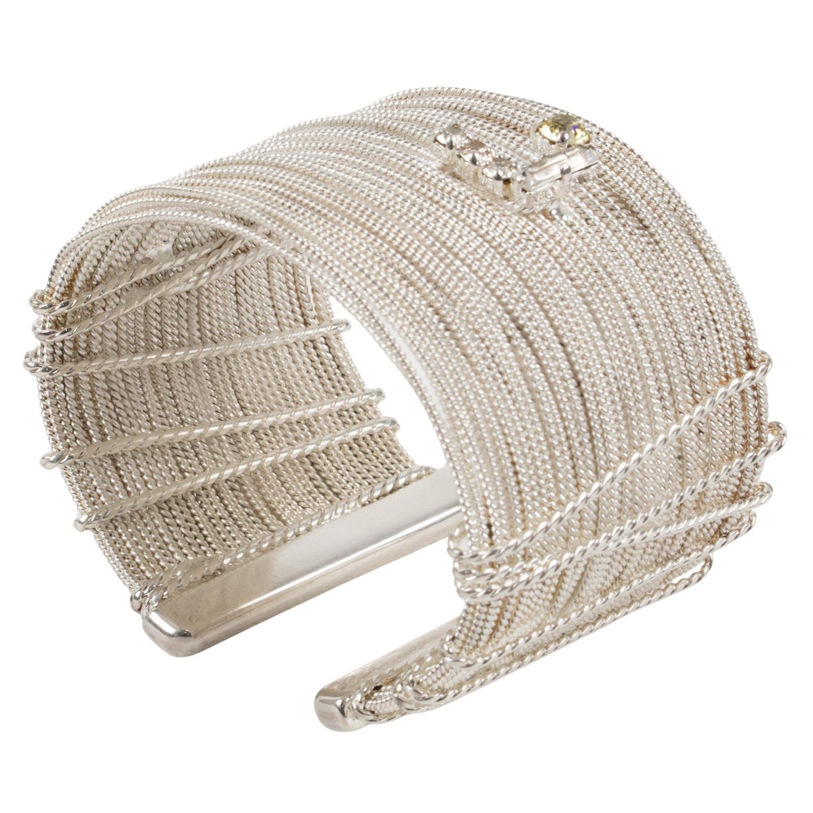 Christian Lacroix Paris Silvered Jeweled Bracelet For Sale