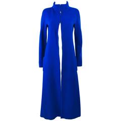 KRIZIA Blue Wool Double Side Zipper Coat Dress Size 40 8