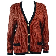 CELINE Vintage Orange & Brown Printed Wool Sweater Size 6 8