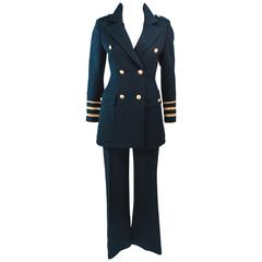 Vintage GUNTER PROJECT Black Wool Tailored Sailor Pant Suit Size 6 8