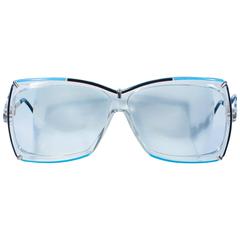 CAZAL Vintage 1980's Blue White Clear & Black Sunglasses 125 12