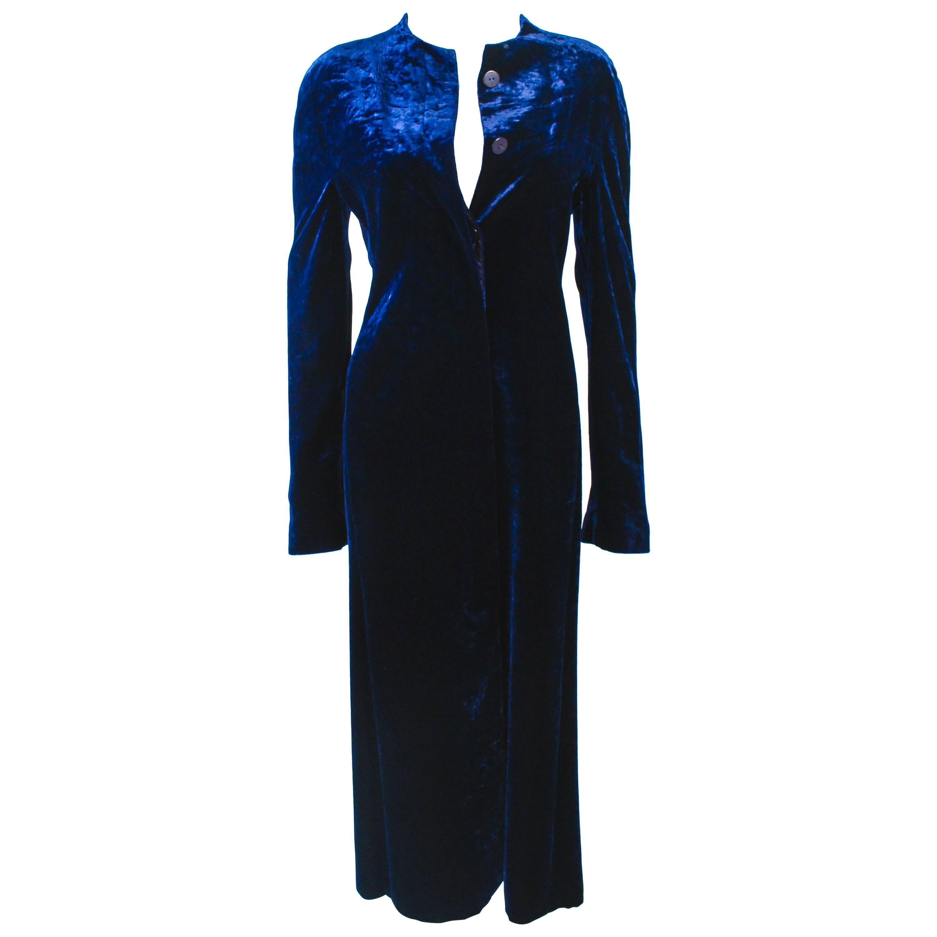 KRIZIA Royal Midnight Blue Velvet Coat Size 42