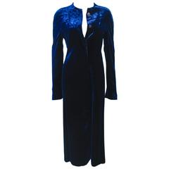 Vintage KRIZIA Royal Midnight Blue Velvet Coat Size 42