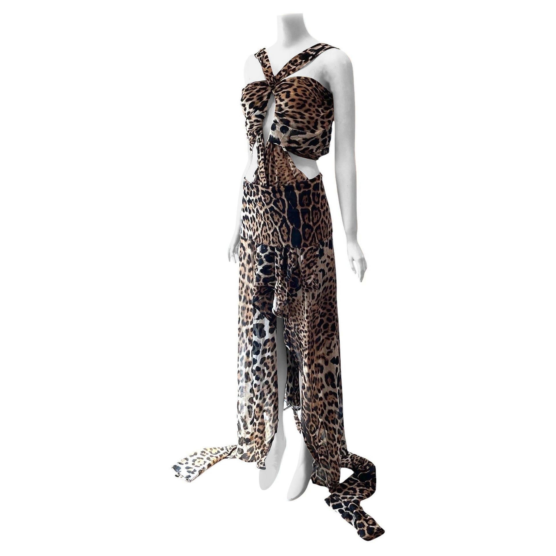 S/S 2002 Yves Saint Laurent Tom Ford Leopard Cut-Out Gown