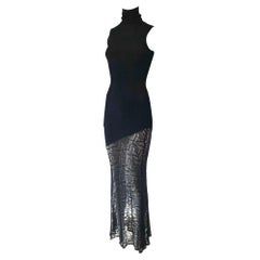 2001 John Galliano Sheer Knit Sleeveless High Neck Dress