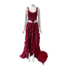 Norma Kamali red parachute evening set