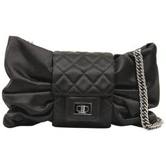 2000s Chanel Black Silk Satin Bag