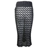 Dolce and Gabbana Black Handmade Knitted Knee Length Pencil Skirt 