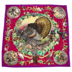 Sciarpa di seta Hermès Texas Wildlife fucsia