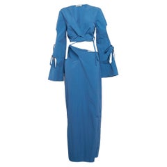 Christopher Esber Blue Nylon Blend Tie-Up Skirt and Top Set M